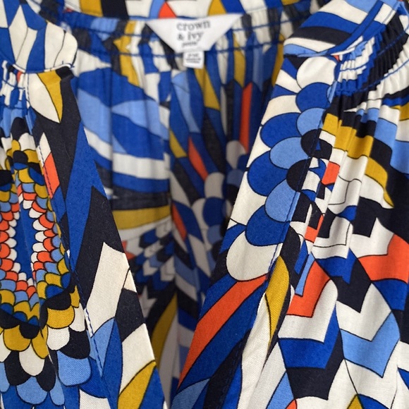 CROWN &IVY PM ladies blouse kaleidoscope pattern colors - Picture 4 of 8